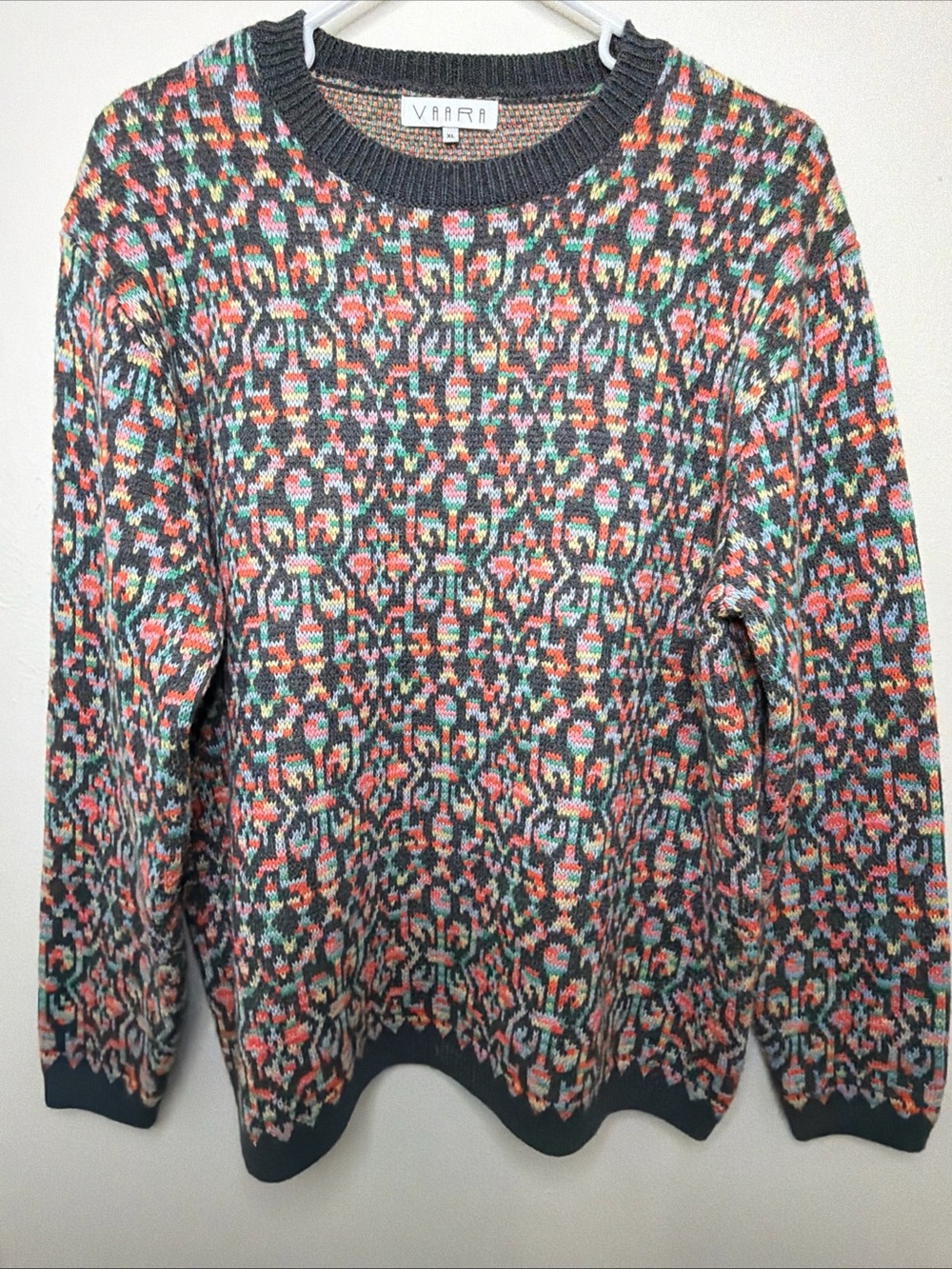 VAARA Abstract Geometric Intricate Knit Pullover Crewneck Sweater Multi Size XL